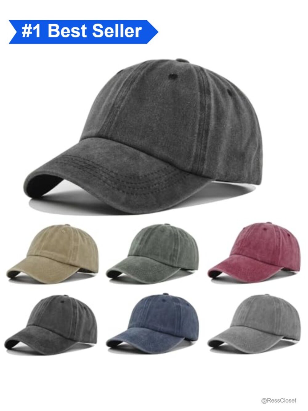Washed Cotton Dad Hat 6 Pack Unstructured Adjustable Baseball Cap Plain Blank